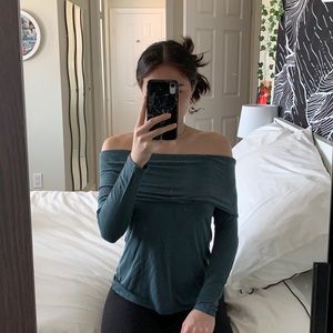 Off-the-shoulder Teal Top